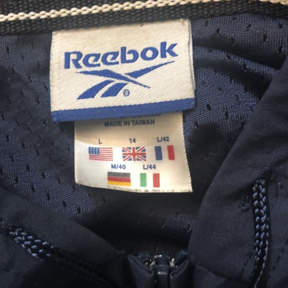 Reebok Classic Women's Large Full Zip Windbreaker Hooded Jacket Navy - Picture 3 of 5